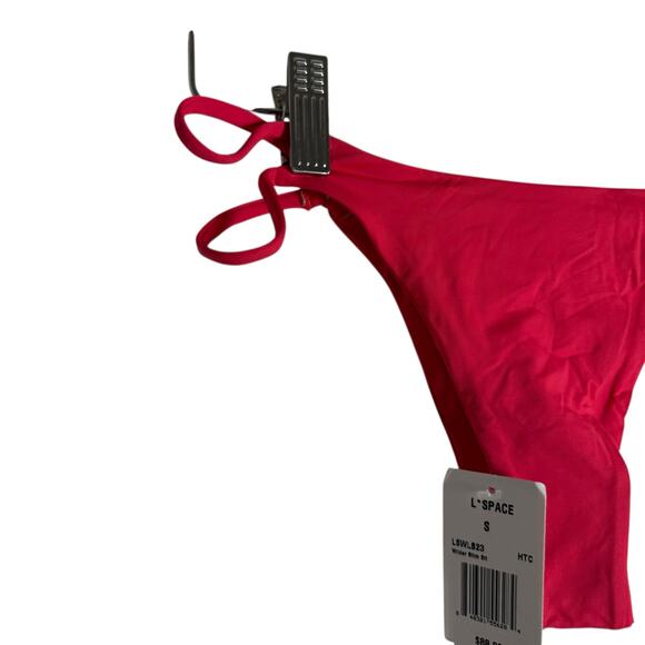L*Space Wilder Hot Cherry Strappy Cut Out Bitsy Bikini Swimsuit Bottoms Size S - Picture 10 of 10